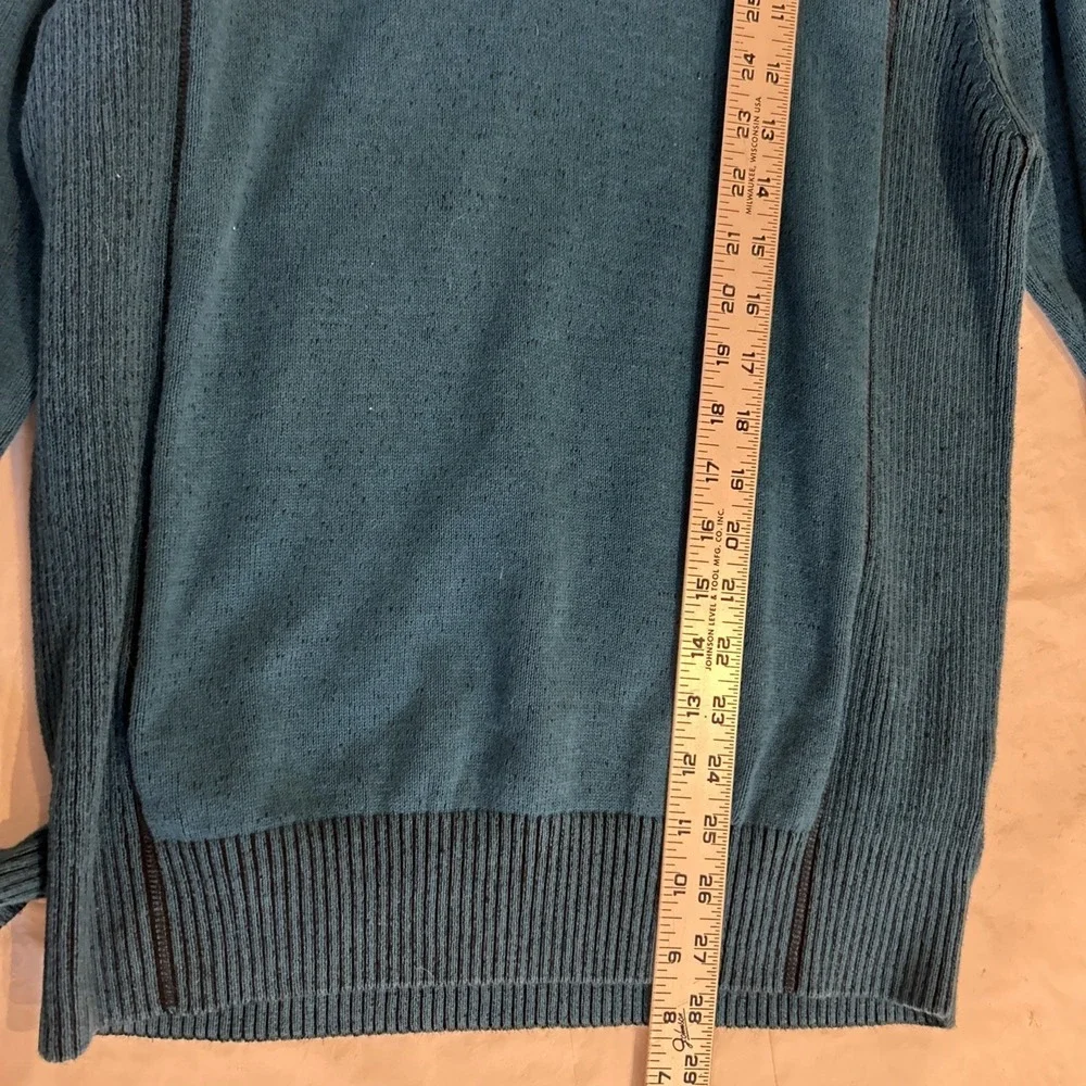 Carbon Quarter Zip Pullover Mens XL Blue Ribbed Shoulder Cotton Sweater Knit Top